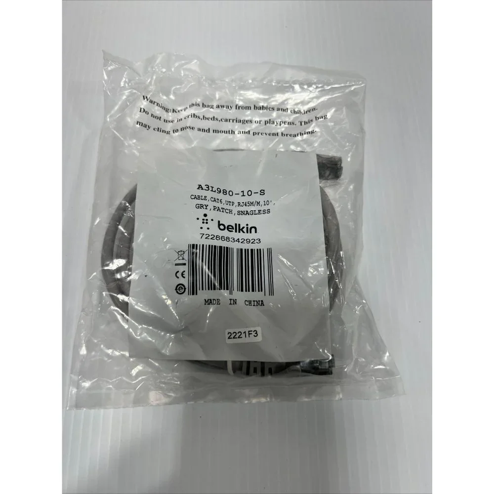 Belkin - A3L98010S - Cable - Cat6-UTP - RJ45M/M - Gray - Patch - Snagless